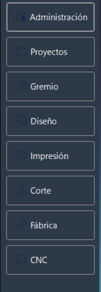 Menú principal de MaxGraph con los ocho módulos